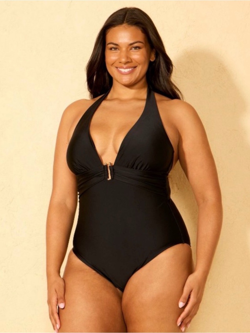 XL NWT Halter One-Piece Swimsuit in Black